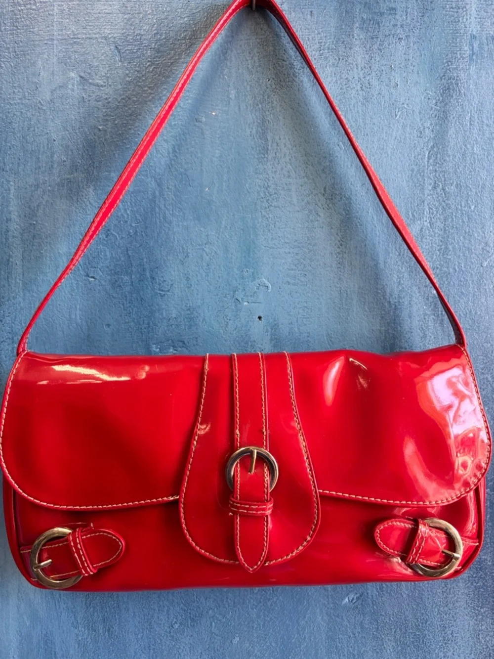 Red Patent Shoulder Bag - Women